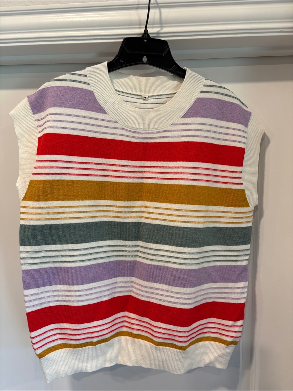 Striped Knit Sleeveless Sweater - Multi Color
